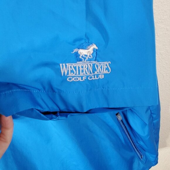 Mens XL Blue Half-Zip Short Sleeve Jacket Windbreaker Western Skies Golf Club - Picture 3 of 16